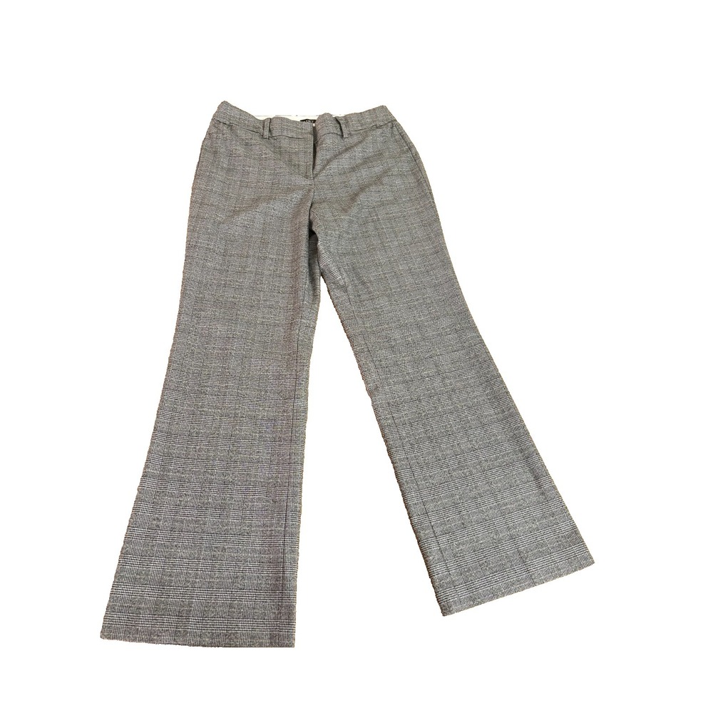 LOFT Julie Trouser Pants Womens Size 10 Gray Plaid Flat Front Career 32x31